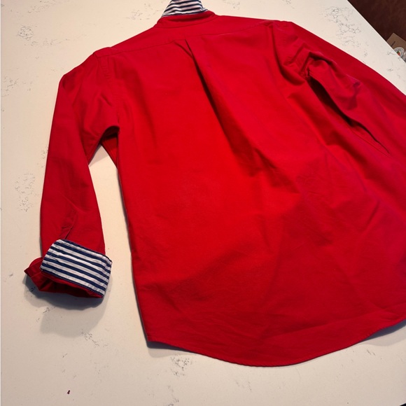 Ralph Lauren long sleeve oxford button down shirt with striped details Red - Picture 6 of 9